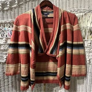 CHAPS Denim Womens Size S Linen Blend Cardigan Southwestern Striped Knit Sweater